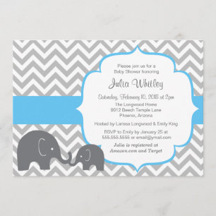 Invitation Baby shower de couleurs éditable Little Elephant C