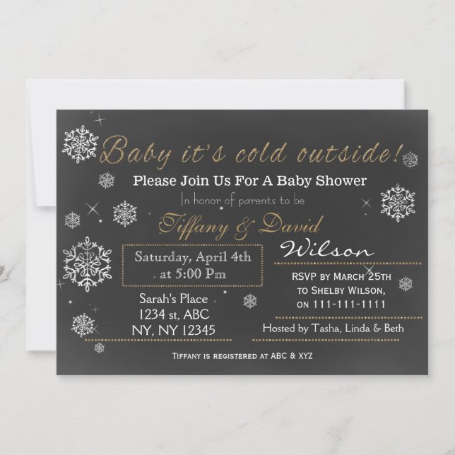 Invitation Baby shower de Couple de neige unisex (Devant)