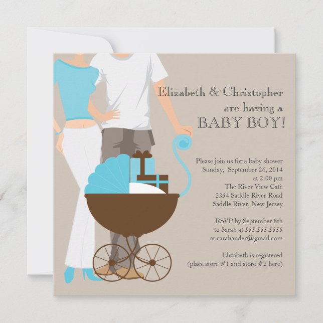 Invitation Baby shower de couple de papa de maman moderne (Devant)