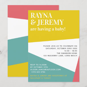 Invitation Baby shower de couple géométrique coloré moderne