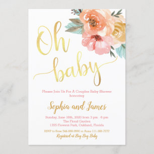 Invitation Baby shower de couples, Baby shower flo