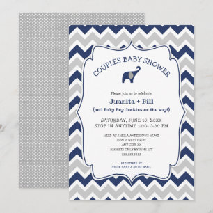 Invitation baby shower de couples d'éléphants bleus de la mar