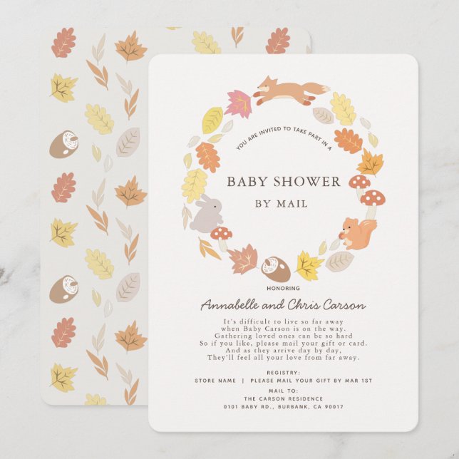 Invitation Baby shower de couronne d'animaux de bois par cour (Devant / Derrière)