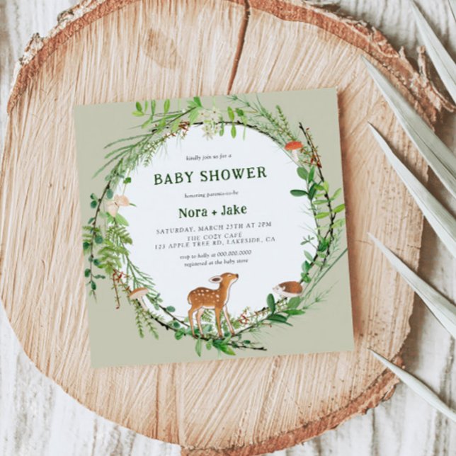 Invitation Baby shower de couronne de bois Whimsical (Créateur téléchargé)