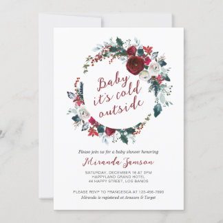 Invitation Baby shower de couronne de Noël