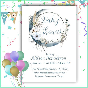 Invitation Baby shower de couronne de saumons gris