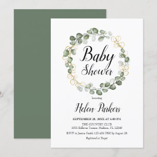 Invitation Baby shower de couronne d'Eucalyptus Folid