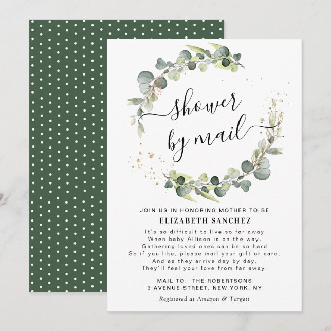 Invitation baby shower de couronne d'eucalyptus par invitatio (Devant / Derrière)