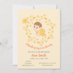 Invitation Baby shower de couronne florale
