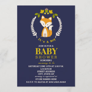 Invitation Baby shower de couronne Fox - Garçon