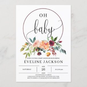 Invitation Baby shower de couronne rouge floral marigold auto