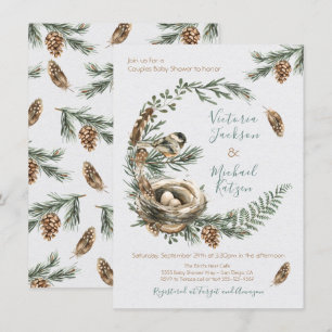 Invitation Baby shower de couronnes de nid d'oiseaux de l'Aqu