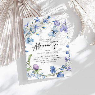 Invitation Baby shower de couronnes Fleur sauvage bleu thé ap