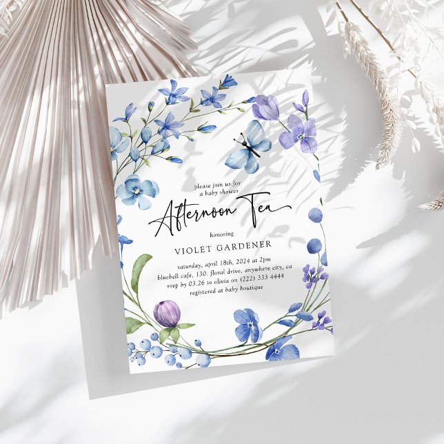 Invitation Baby shower de couronnes Fleur sauvage bleu thé ap (Créateur téléchargé)