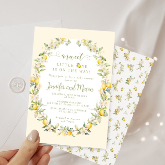 Invitation Baby shower de couronnes fleuries de citron jaune (Créateur téléchargé)