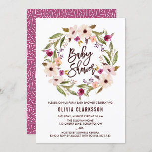 Invitation Baby shower de couronnes florales de Bohème Whimsi