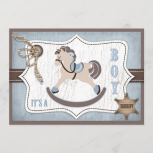 Invitation Baby shower de Cowboy des Chevaliers Rocheux bleu