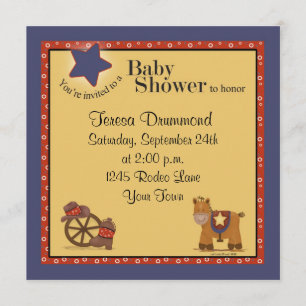 Invitation Baby shower de cowboy et de cow-girl avec la