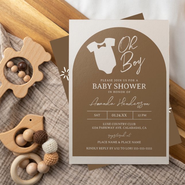 Invitation Baby shower de Cravate de  de boue Brown et crème (Créateur téléchargé)