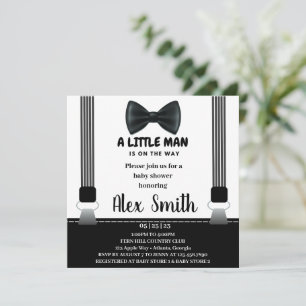 Invitation Baby shower de Cravate de petit garçon noir gris