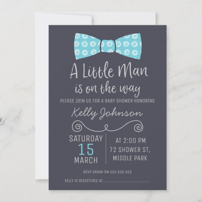 Invitation Baby shower de Cravate Little Man Bow (Devant)