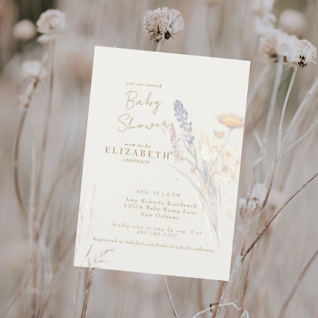 Invitation Baby shower de crème florale botanique (Créateur téléchargé)
