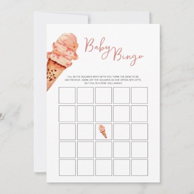 Invitation Baby shower de crème glacée Bingo (Devant)