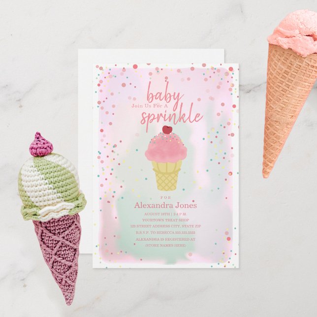 Invitation Baby shower de crème glacée rose pour bébé (Créateur téléchargé)