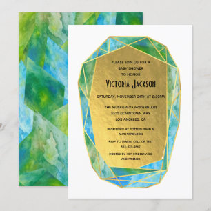 Invitation Baby shower de cristal géométrique Gem Stone Gold