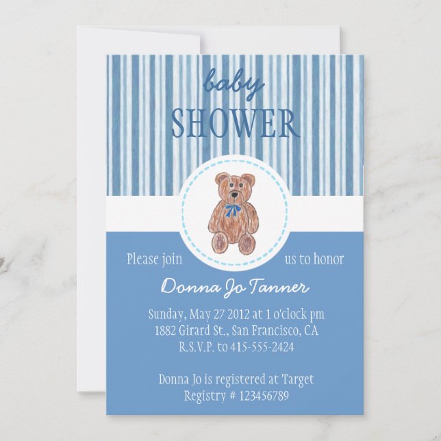 Invitation Baby shower de croquis de l'ours en peluche Invita (Devant)
