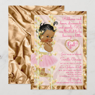 Invitation Baby shower de cuivre de rose et de bébé d'or