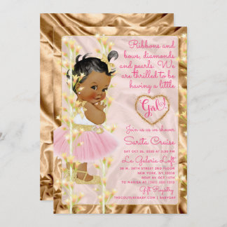 Invitation Baby shower de cuivre de rose et de bébé d'or