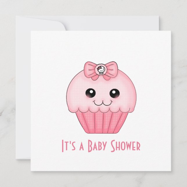 Invitation Baby shower de Cupcake rose (Devant)