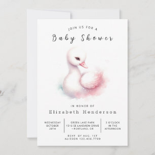 Invitation Baby shower de cygne à impression élégant