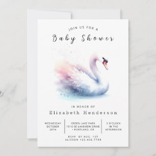 Invitation Baby shower de cygne à impression rustique