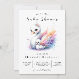 Invitation Baby shower de cygne à Printable du lac