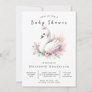 Invitation Baby shower de cygne chic et modifiable