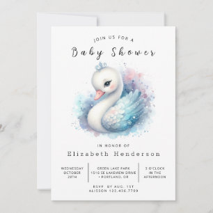 Invitation Baby shower de cygne en ligne élégant