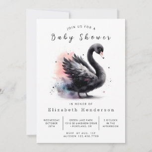 Invitation Baby shower de cygne modifiable Whimsical