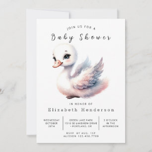 Invitation Baby shower de cygne modifiable Whimsy