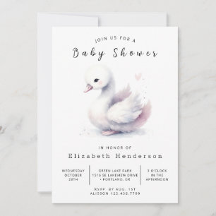 Invitation Baby shower de cygne personnalisé gracieux