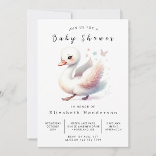 Invitation Baby shower de cygne personnalisé moderne