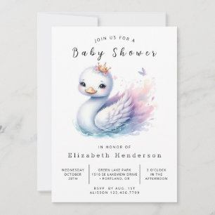 Invitation Baby shower de cygne personnalisé neutre selon le