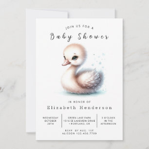Invitation Baby shower de cygne personnalisé rustique