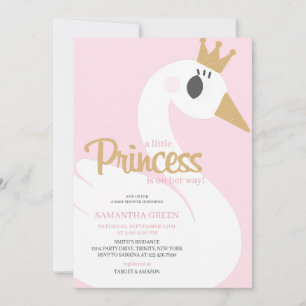 Invitation Baby shower de cygne rose