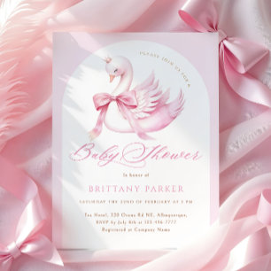 Invitation Baby shower de cygne rose Coquette