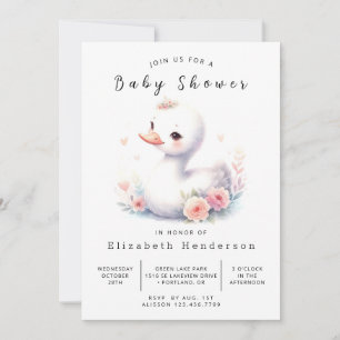 Invitation Baby shower de cygne rustique modifiable