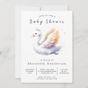 Invitation Baby shower de cygne simple modifiable