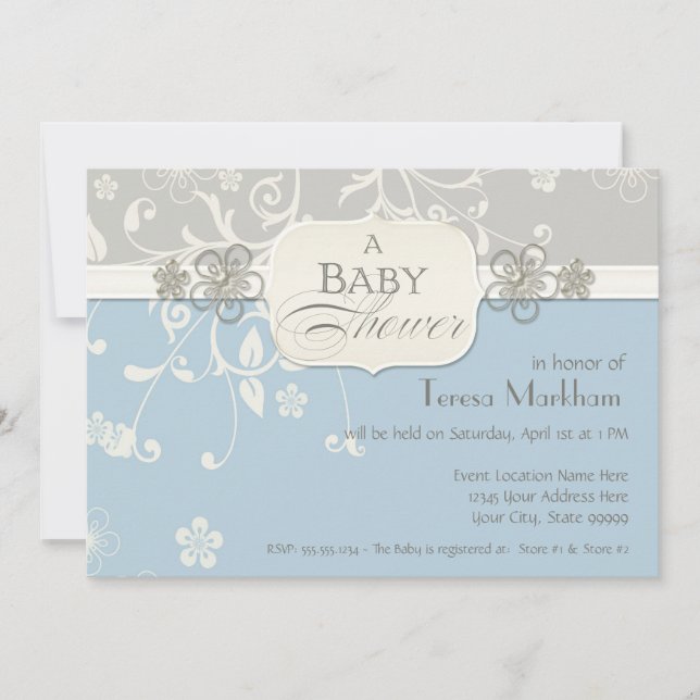 Invitation Baby shower de  de porte fleuri moderne (Devant)