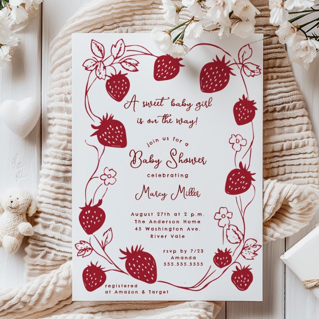 Invitation Baby shower de délice aux fraises (Créateur téléchargé)